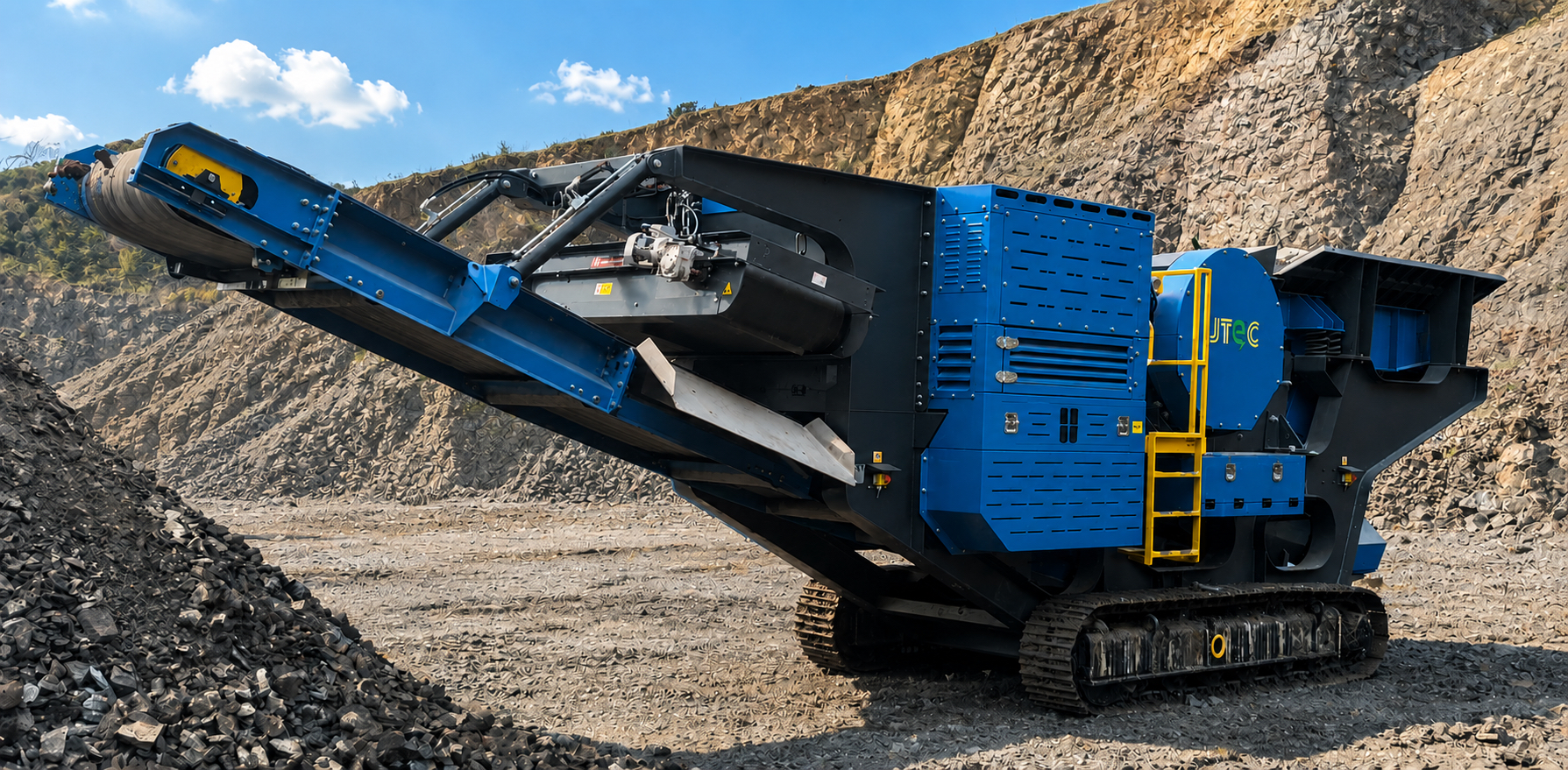 JTEC1063 tracked jaw crusher working in a quarry